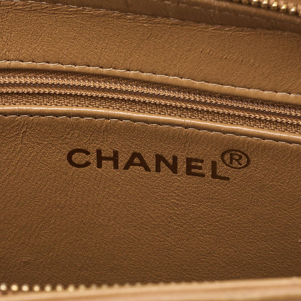 CHANEL Coco Mark with Logo Charm Chain Tote Bag Lambskin Beige Gold-Tone Hardware, Pre-Owned