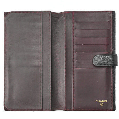 シャネル マトラッセ 2つ折り長財布 キャビアスキン 黒 ゴールド金具 中古