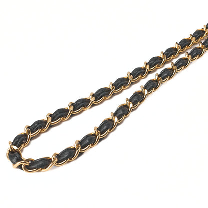 CHANEL Lambskin Matelasse Full Flap 23cm Push Lock Chain Shoulder Black Gold-Tone Hardware, Pre-Owned