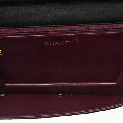 CHANEL Lambskin Matelasse Full Flap 23cm Push Lock Chain Shoulder Black Gold-Tone Hardware, Pre-Owned
