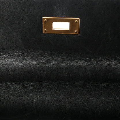 HERMES ケリー32 ボックスカーフ 内縫い ハンドバッグ ブラック ゴールド金具 中古
