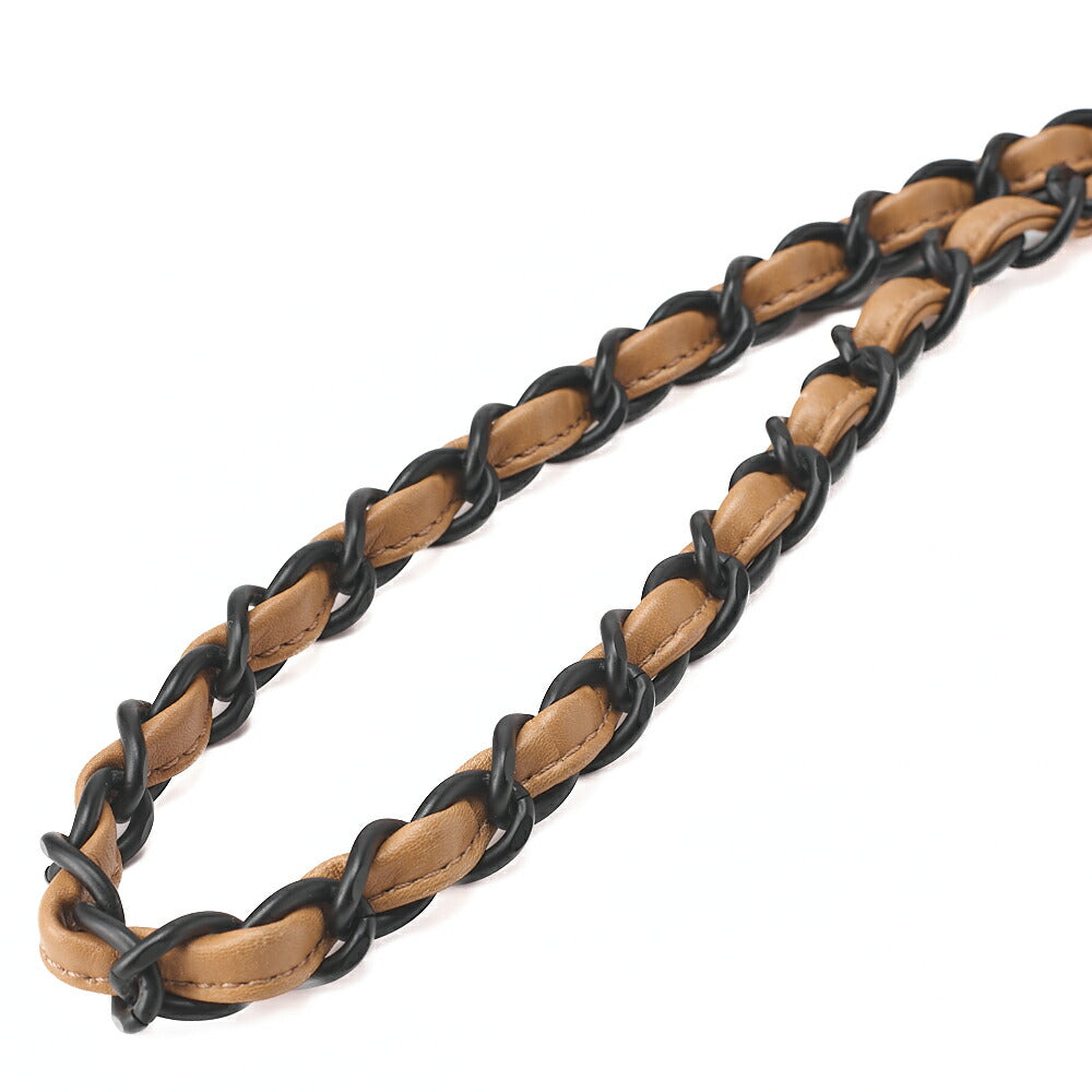シャネル ココマーク 2WAY チェーン ショルダーバッグ カーフスキン ベージュ 黒金具 中古品