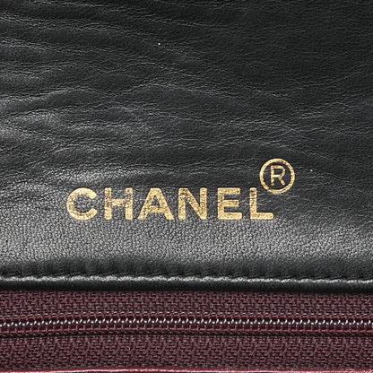 CHANEL ラムスキン マトラッセ フル フラップ ターンロック チェーン ショルダーバッグ ブラック ゴールド金具 中古品