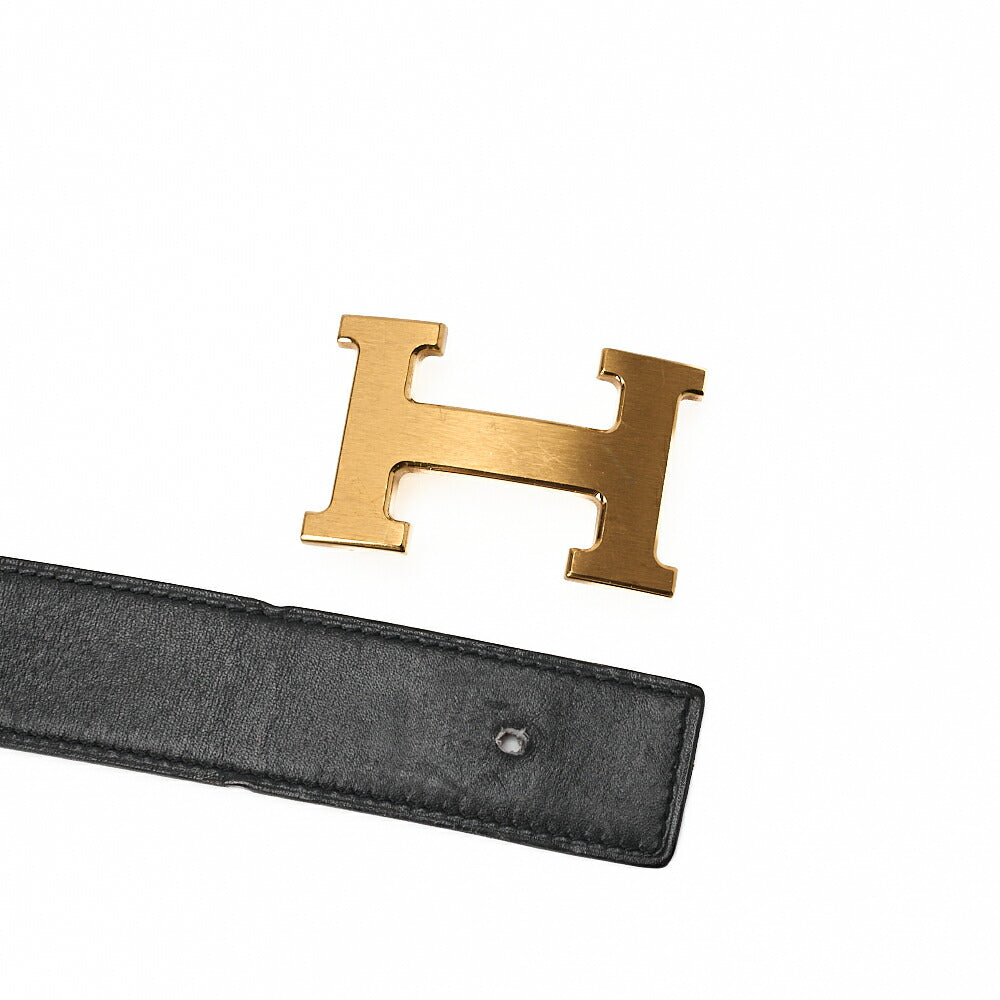 HERMES H Belt Belt 90 Box Calf x Togo Black x Gold Gold-Tone Hardware, Pre-Owned