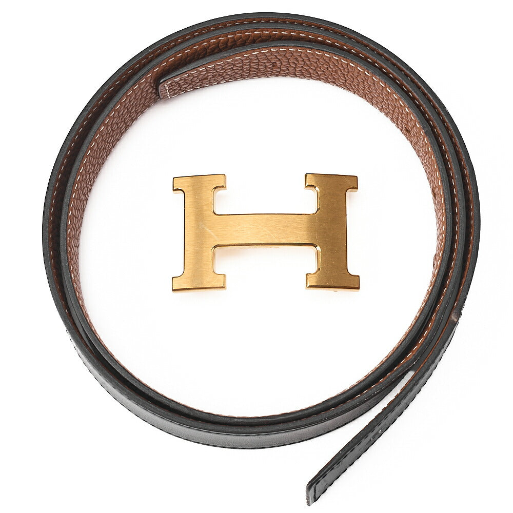 HERMES H Belt Belt 90 Box Calf x Togo Black x Gold Gold-Tone Hardware, Pre-Owned