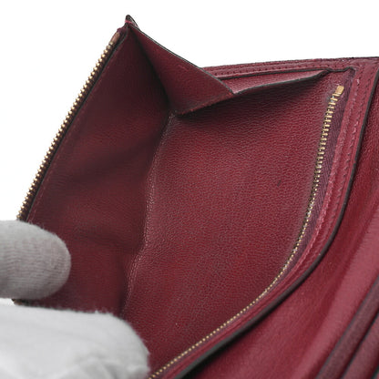 HERMES ベアンスフレ アリゲーター 2つ折り長財布 ボルドー ゴールド金具 中古