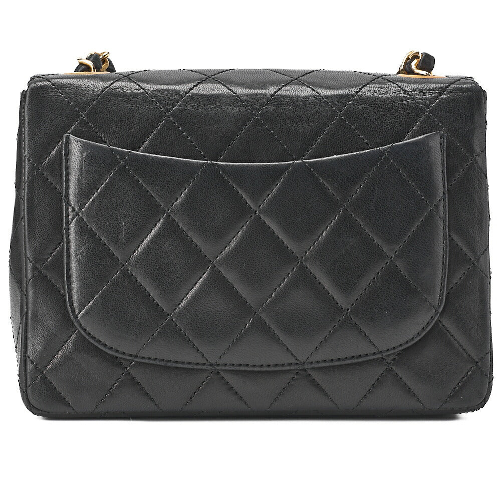 CHANEL Chain Shoulder Bag Mini Matelasse 17cm Lambskin Black Gold-Tone Hardware, Pre-Owned