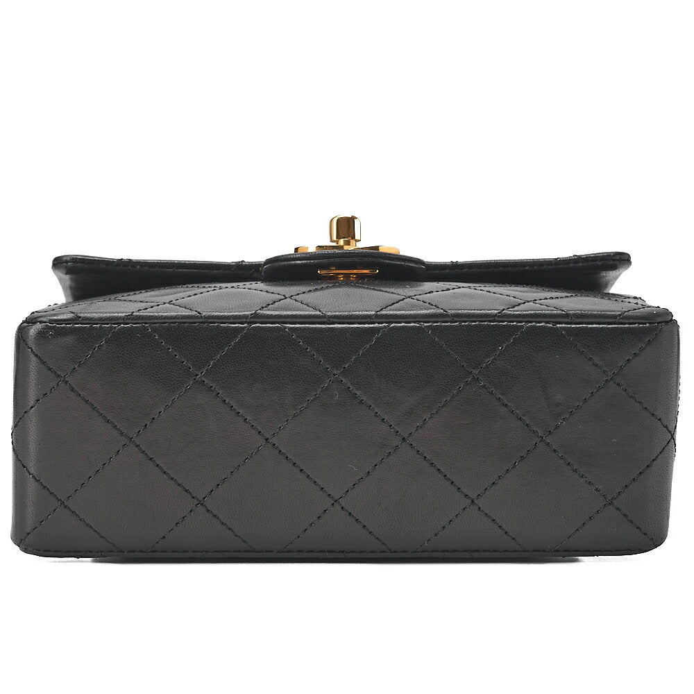 CHANEL Chain Shoulder Bag Mini Matelasse 17cm Lambskin Black Gold-Tone Hardware, Pre-Owned