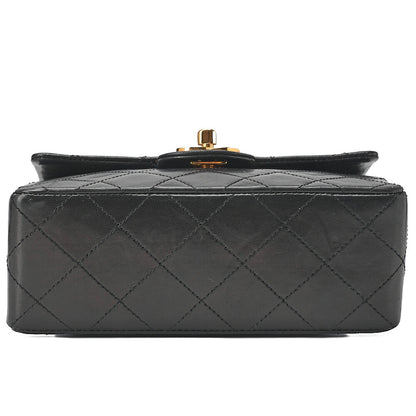 CHANEL Chain Shoulder Bag Mini Matelasse 17cm Lambskin Black Gold-Tone Hardware, Pre-Owned