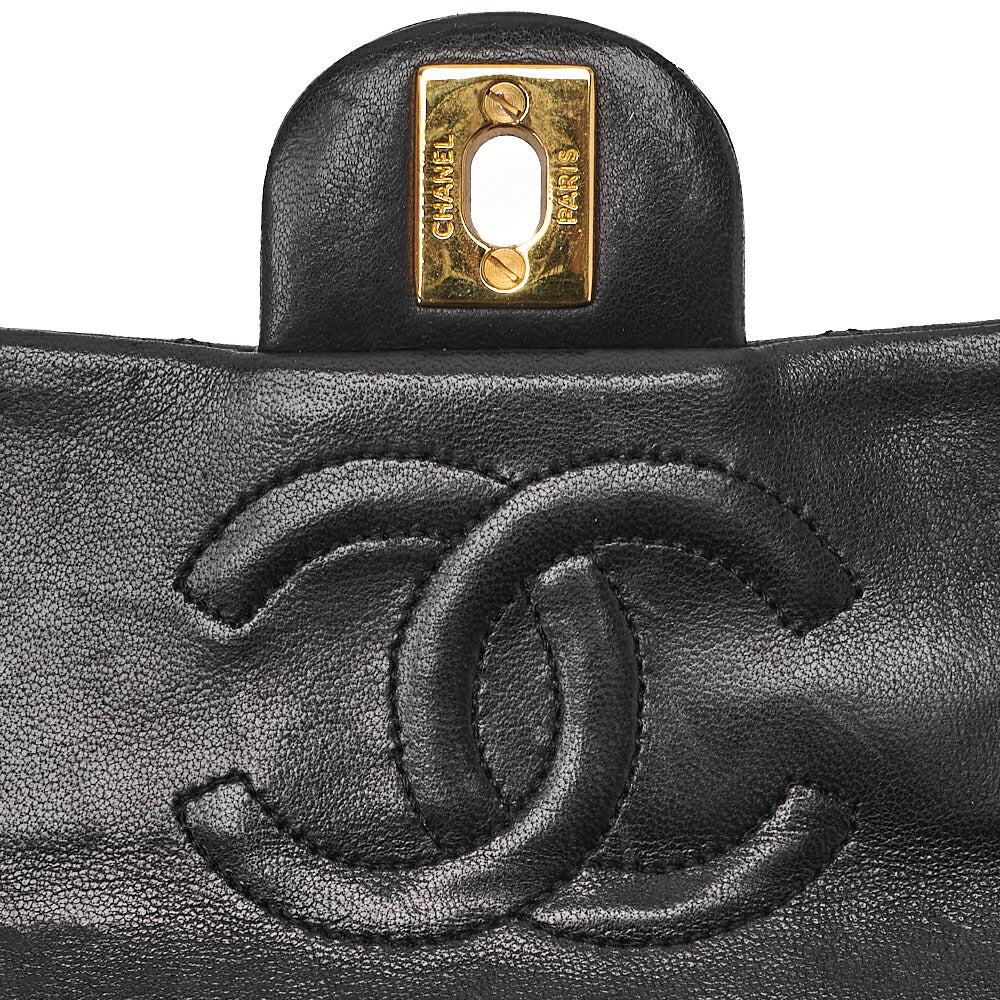 CHANEL Chain Shoulder Bag Mini Matelasse 17cm Lambskin Black Gold-Tone Hardware, Pre-Owned
