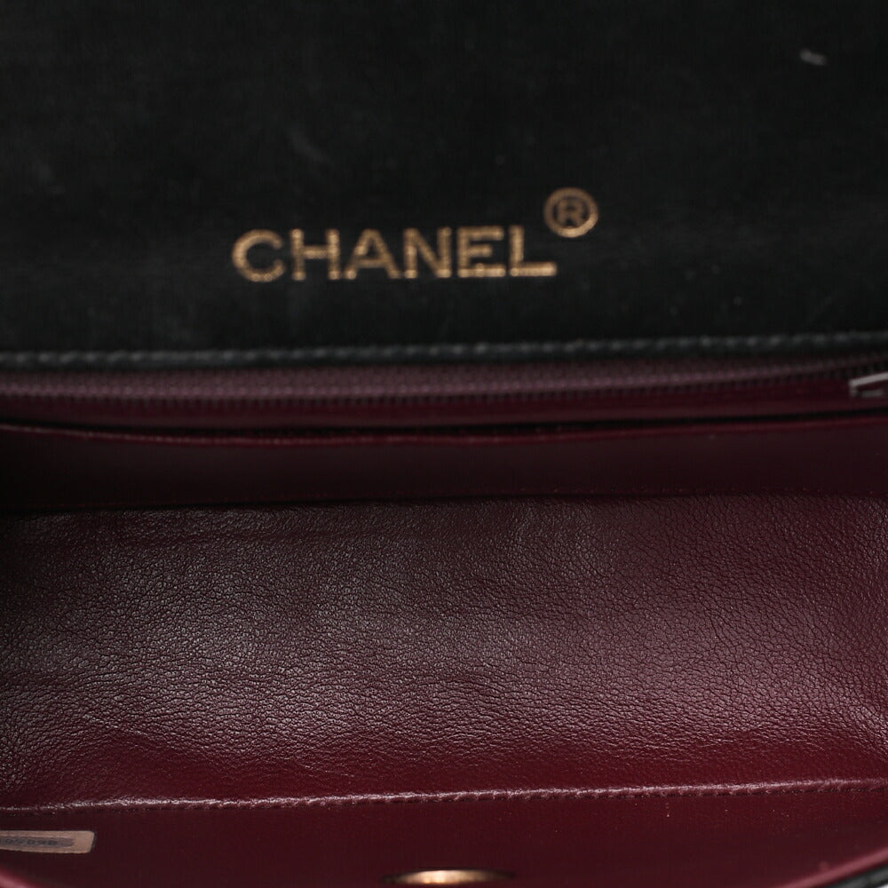 CHANEL Chain Shoulder Bag Mini Matelasse 17cm Lambskin Black Gold-Tone Hardware, Pre-Owned
