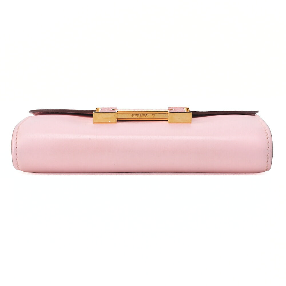 HERMES コンスタンス コンパクト ウォレット スイフト x リザード ローズサクラ ゴールド金具 中古