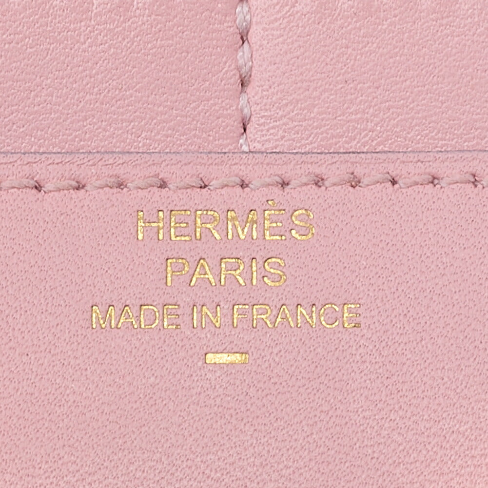 HERMES コンスタンス コンパクト ウォレット スイフト x リザード ローズサクラ ゴールド金具 中古