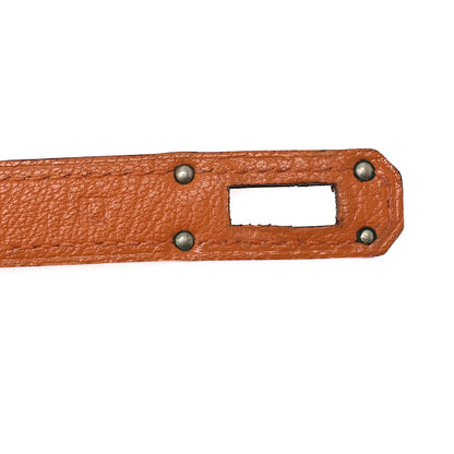 HERMES ケリーウォレット 3つ折り長財布 シェーブル オレンジ シルバー金具 中古