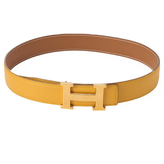 HERMES H Belt Stolier Belt 75 Epson Jaune x Swift (Gold-Tone Hardware, Pre-Owned