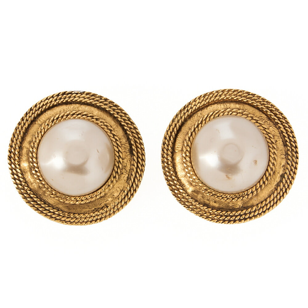 CHANEL Faux Pearl Earrings 25 GP Gold (Gold Plated) Gold-Tone Hardware, Pre-Owned
