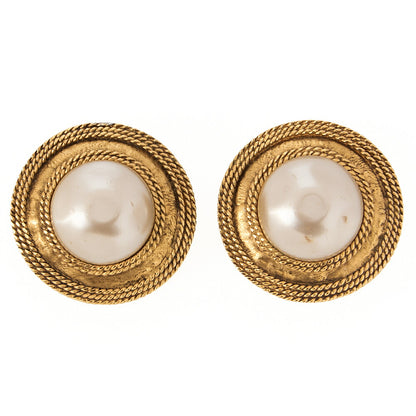CHANEL Faux Pearl Earrings 25 GP Gold (Gold Plated) Gold-Tone Hardware, Pre-Owned