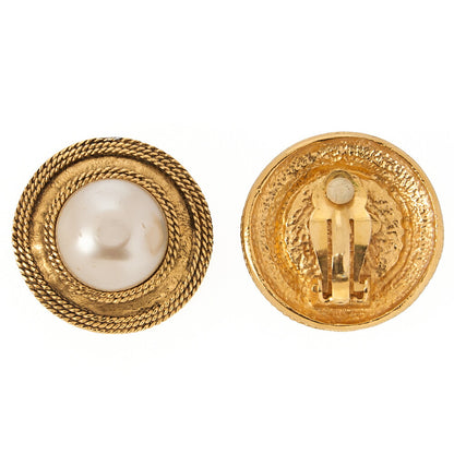 CHANEL Faux Pearl Earrings 25 GP Gold (Gold Plated) Gold-Tone Hardware, Pre-Owned