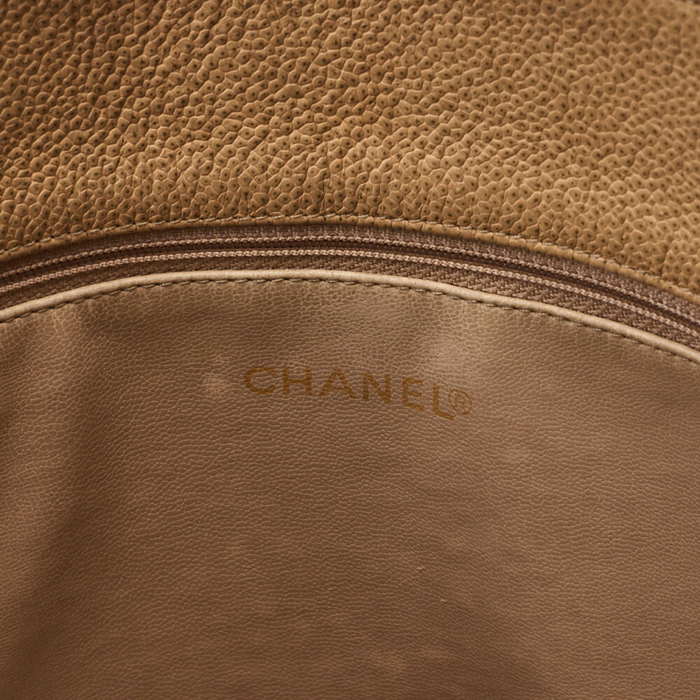CHANEL デカココマーク ダブルチェーンショルダー キャビアスキン ベージュ ゴールド金具 中古品