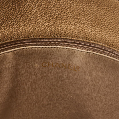 CHANEL デカココマーク ダブルチェーンショルダー キャビアスキン ベージュ ゴールド金具 中古品