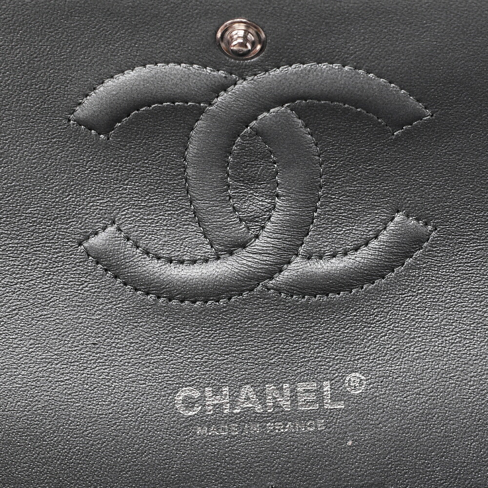CHANEL マトラッセ ツイード ダブルフラップ 25cm チェーンショルダー パープル x シルバー金具 中古品