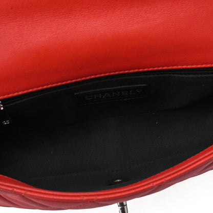 シャネル ショルダーバッグ マトラッセ シングルフラップ ターンロック ラムスキン バイカラー シルバー金具 中古