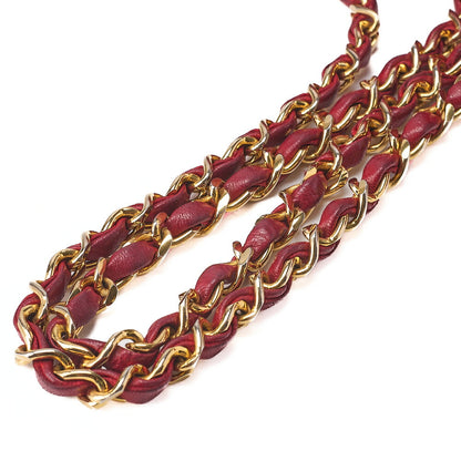 シャネル チェーンショルダーバッグ マトラッセ23cm ダブルフラップ ラムスキン レッド ゴールド金具 中古
