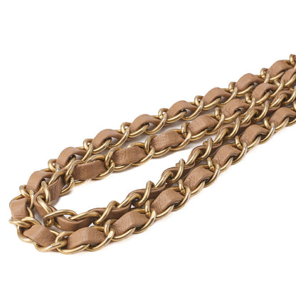 シャネル チェーンショルダーバッグ ミニ Vステッチ 17cm カーフスキン ベージュ ゴールド金具 中古品