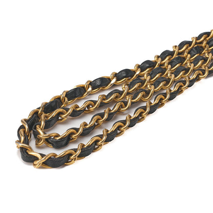 CHANEL Matelasse Round Flap Half Moon Chain Shoulder Bag Lambskin Black Gold-Tone Hardware, Pre-Owned