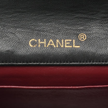 CHANEL Matelasse Round Flap Half Moon Chain Shoulder Bag Lambskin Black Gold-Tone Hardware, Pre-Owned