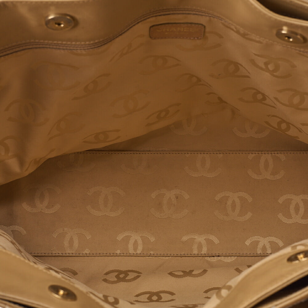 CHANEL ココマーク ワイルドステッチ トートバッグ カーフレザー ベージュ ゴールド金具 中古