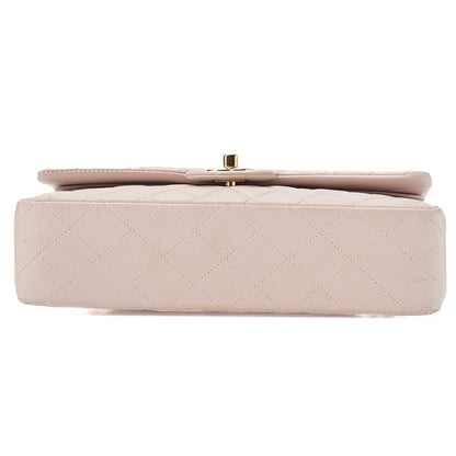 シャネル ラムスキン マトラッセ 25cm ダブルフラップ チェーンショルダー ピンク ゴールド金具 中古