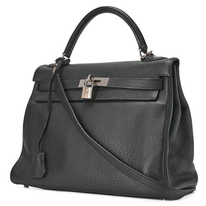HERMES Kelly 32 Inseam Tryon 2way Shoulder Bag Black Silver-Tone Hardware, Pre-Owned