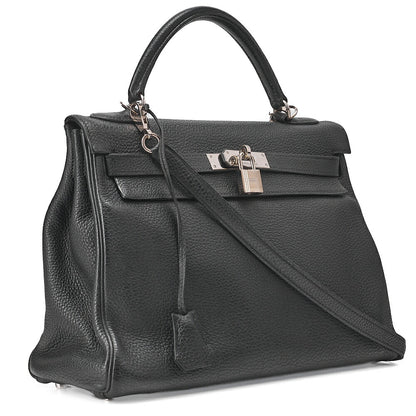 HERMES Kelly 32 Inseam Tryon 2way Shoulder Bag Black Silver-Tone Hardware, Pre-Owned