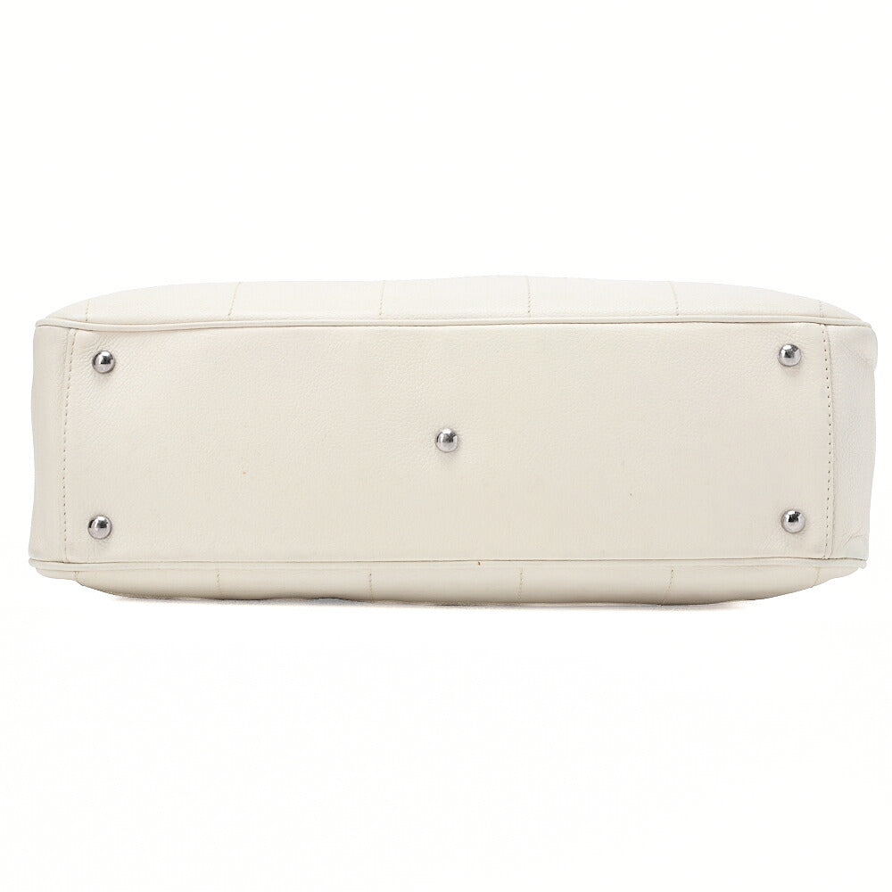 CHANEL Handbag Chocolate Bar Coco Mark Caviar Skin White Silver-Tone Hardware, Pre-Owned