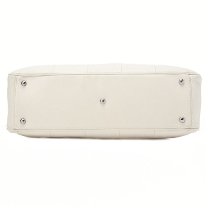 CHANEL Handbag Chocolate Bar Coco Mark Caviar Skin White Silver-Tone Hardware, Pre-Owned