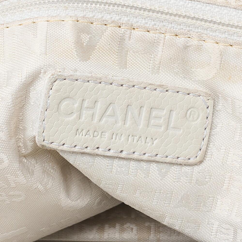 CHANEL Handbag Chocolate Bar Coco Mark Caviar Skin White Silver-Tone Hardware, Pre-Owned