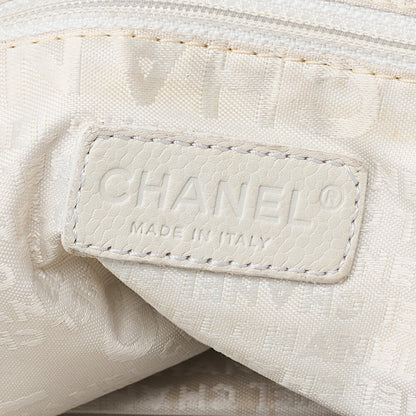 CHANEL Handbag Chocolate Bar Coco Mark Caviar Skin White Silver-Tone Hardware, Pre-Owned