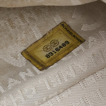 CHANEL Handbag Chocolate Bar Coco Mark Caviar Skin White Silver-Tone Hardware, Pre-Owned