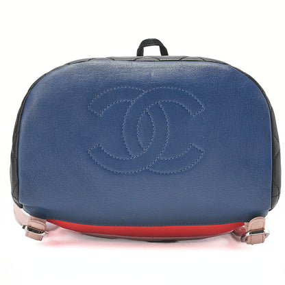 CHANEL Lambskin MatelasseTurnlock Chain Backpack Black X Multicolor Silver-Tone Hardware, Pre-Owned