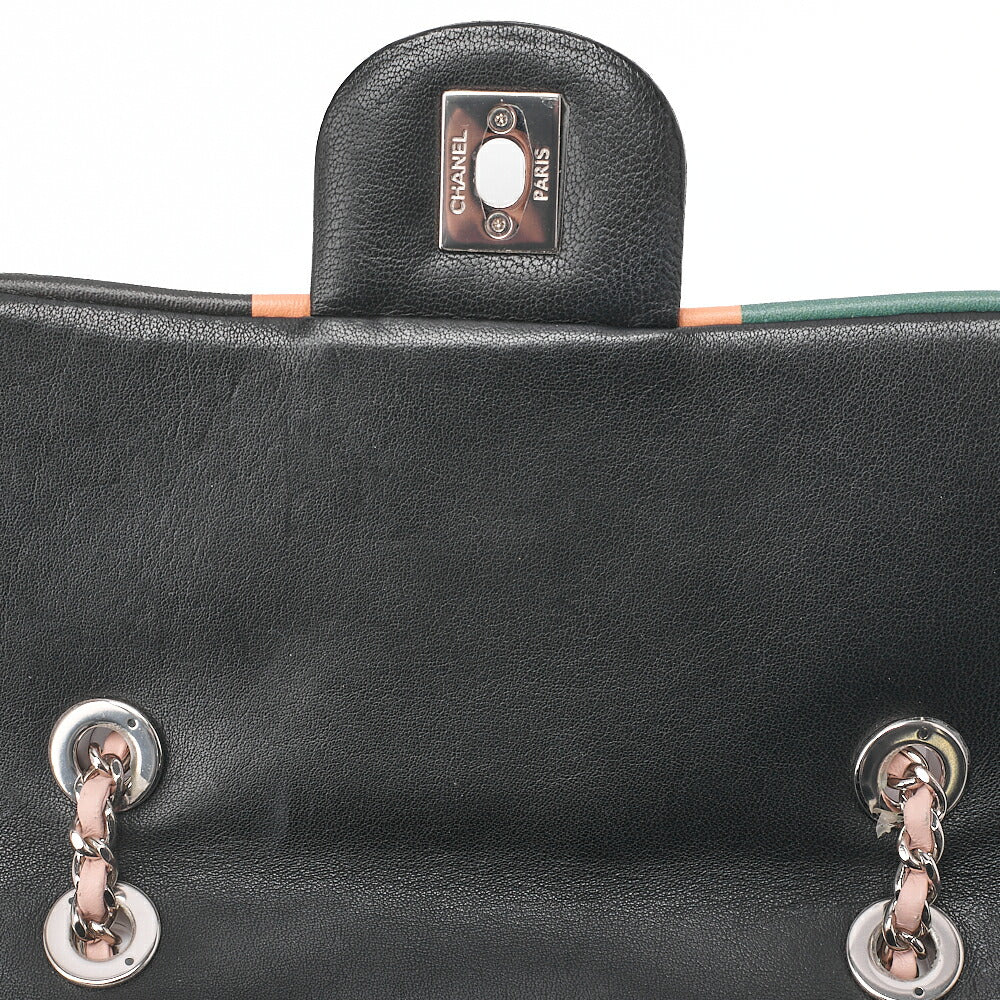 CHANEL Lambskin MatelasseTurnlock Chain Backpack Black X Multicolor Silver-Tone Hardware, Pre-Owned
