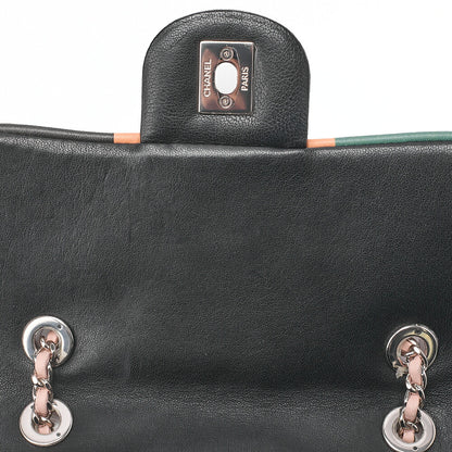 CHANEL Lambskin MatelasseTurnlock Chain Backpack Black X Multicolor Silver-Tone Hardware, Pre-Owned