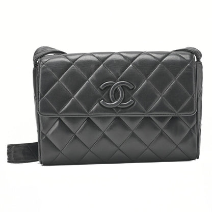 CHANEL Matelasse Cocomark Single Magnetic Lock One Shoulder Bag Lambskin Black Gold-Tone Hardware, Pre-Owned