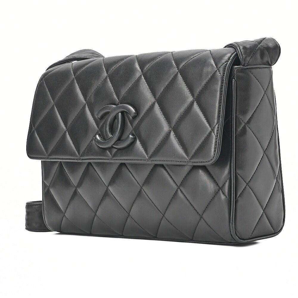 CHANEL Matelasse Cocomark Single Magnetic Lock One Shoulder Bag Lambskin Black Gold-Tone Hardware, Pre-Owned