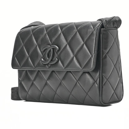 CHANEL Matelasse Cocomark Single Magnetic Lock One Shoulder Bag Lambskin Black Gold-Tone Hardware, Pre-Owned