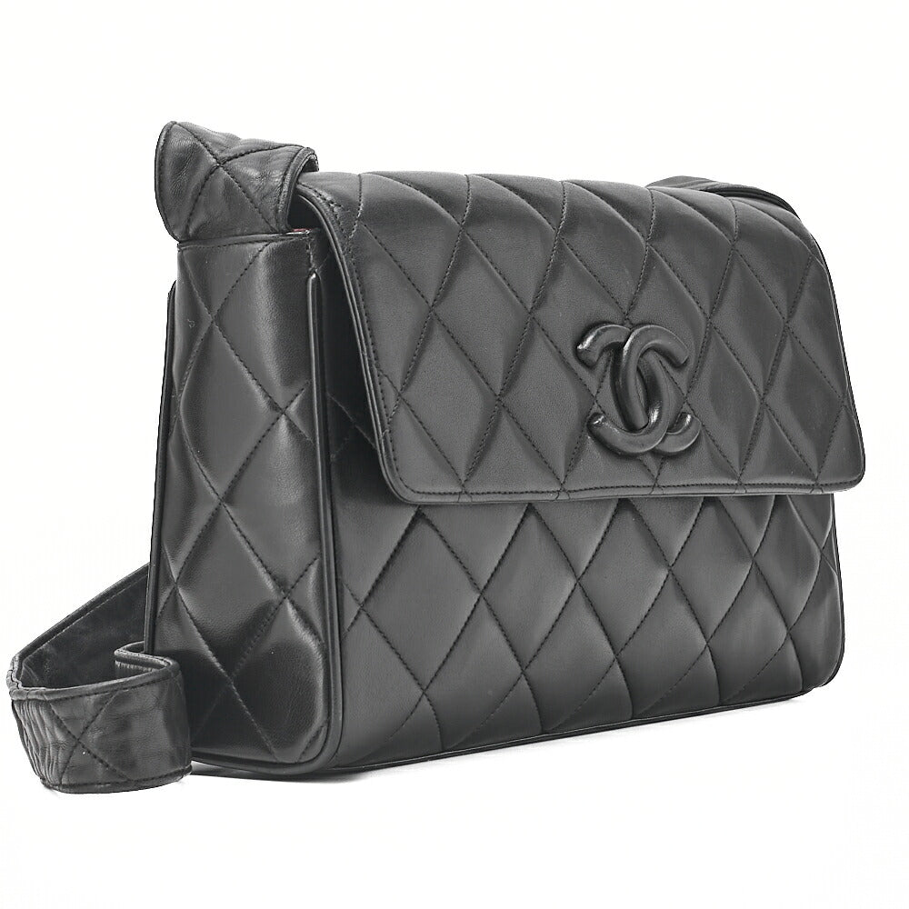 CHANEL Matelasse Cocomark Single Magnetic Lock One Shoulder Bag Lambskin Black Gold-Tone Hardware, Pre-Owned