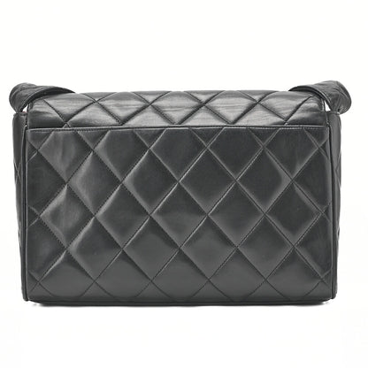 CHANEL Matelasse Cocomark Single Magnetic Lock One Shoulder Bag Lambskin Black Gold-Tone Hardware, Pre-Owned