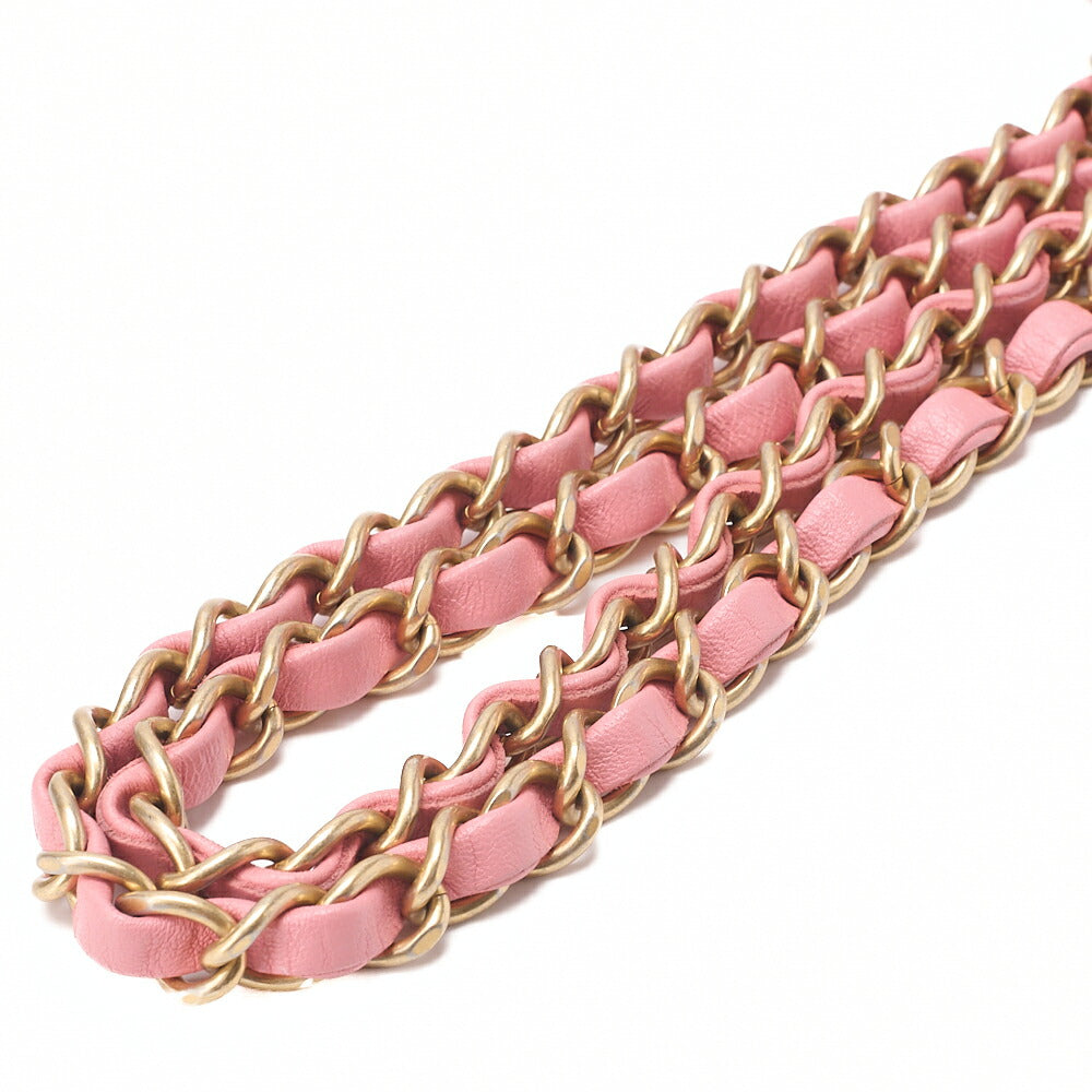 CHANEL Mini Matelasse 17cm Chain Shoulder Bag Lambskin Pink Gold-Tone Hardware, Pre-Owned