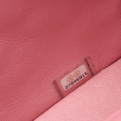CHANEL Mini Matelasse 17cm Chain Shoulder Bag Lambskin Pink Gold-Tone Hardware, Pre-Owned