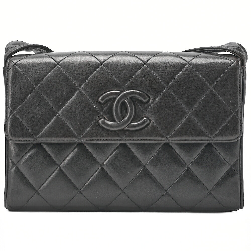 CHANEL Matelasse Coco Mark Single One Shoulder Bag Lambskin Black Gold-Tone Hardware, Pre-Owned